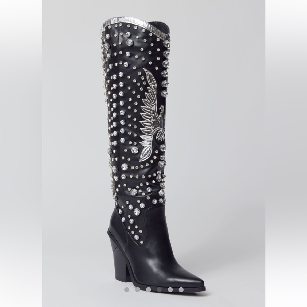 NWT Azalea Wang Upbeat Rhinestone Cowboy Boots - Picture 2 of 6